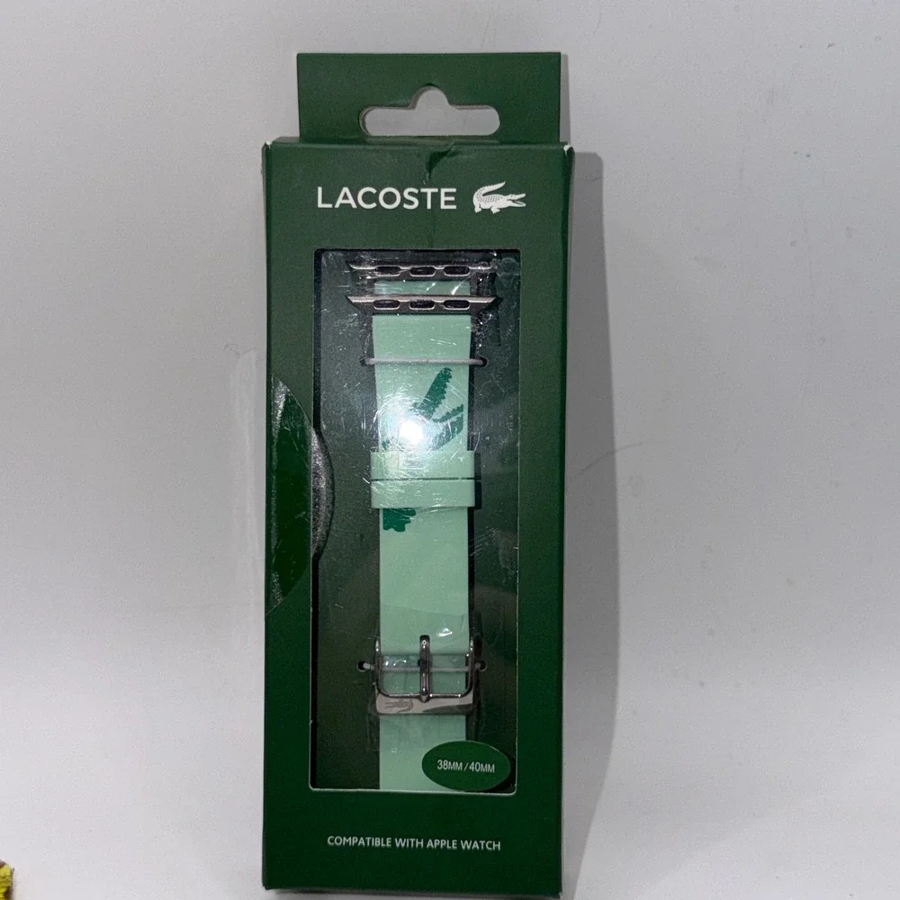 Lacoste 38mm/40mm Mint Green Silicone Apple Watch Strap Logo Sporty Preppy 749